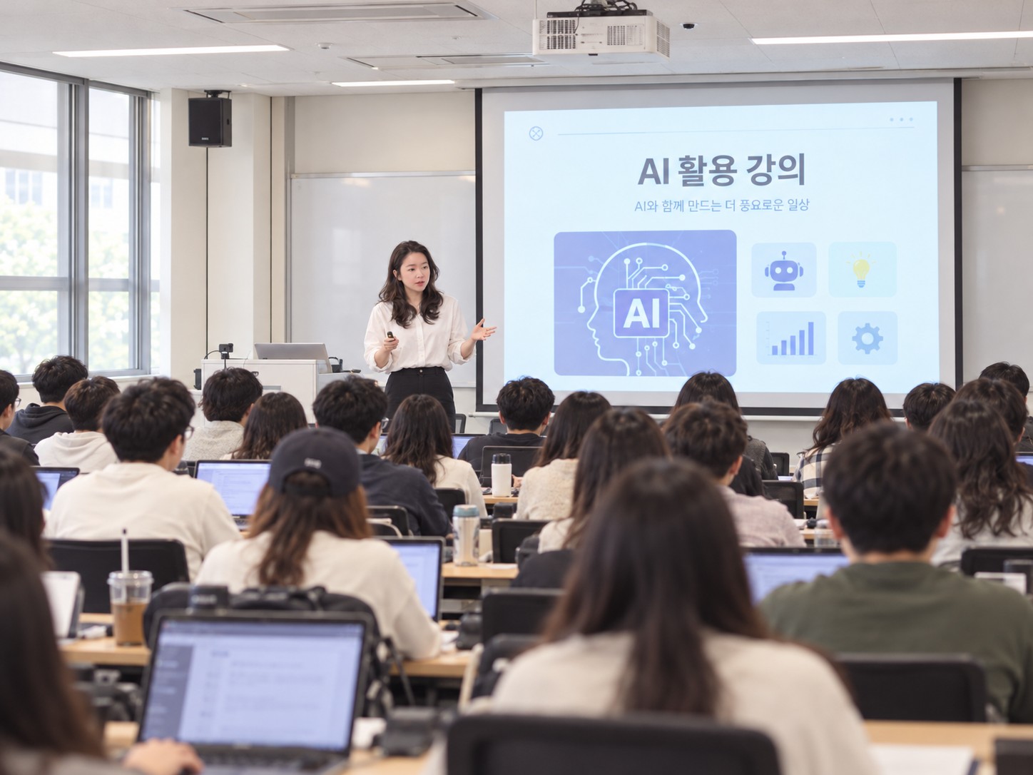 FINDIER LAB 대표 박지민이 AI 활용 강의를 진행하는 모습